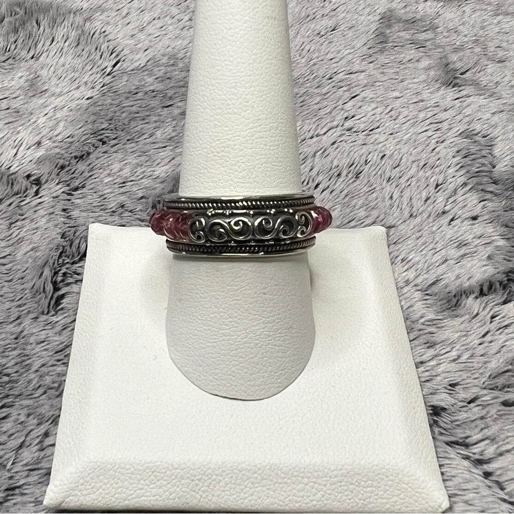 Vintage Indonesian Ring by Suarti with Pink Tourmaline 18k Gold Sterling Silver
